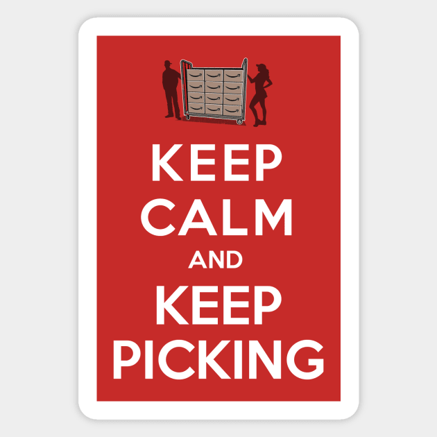 Keep Calm and Keep Picking Sticker by chrayk57